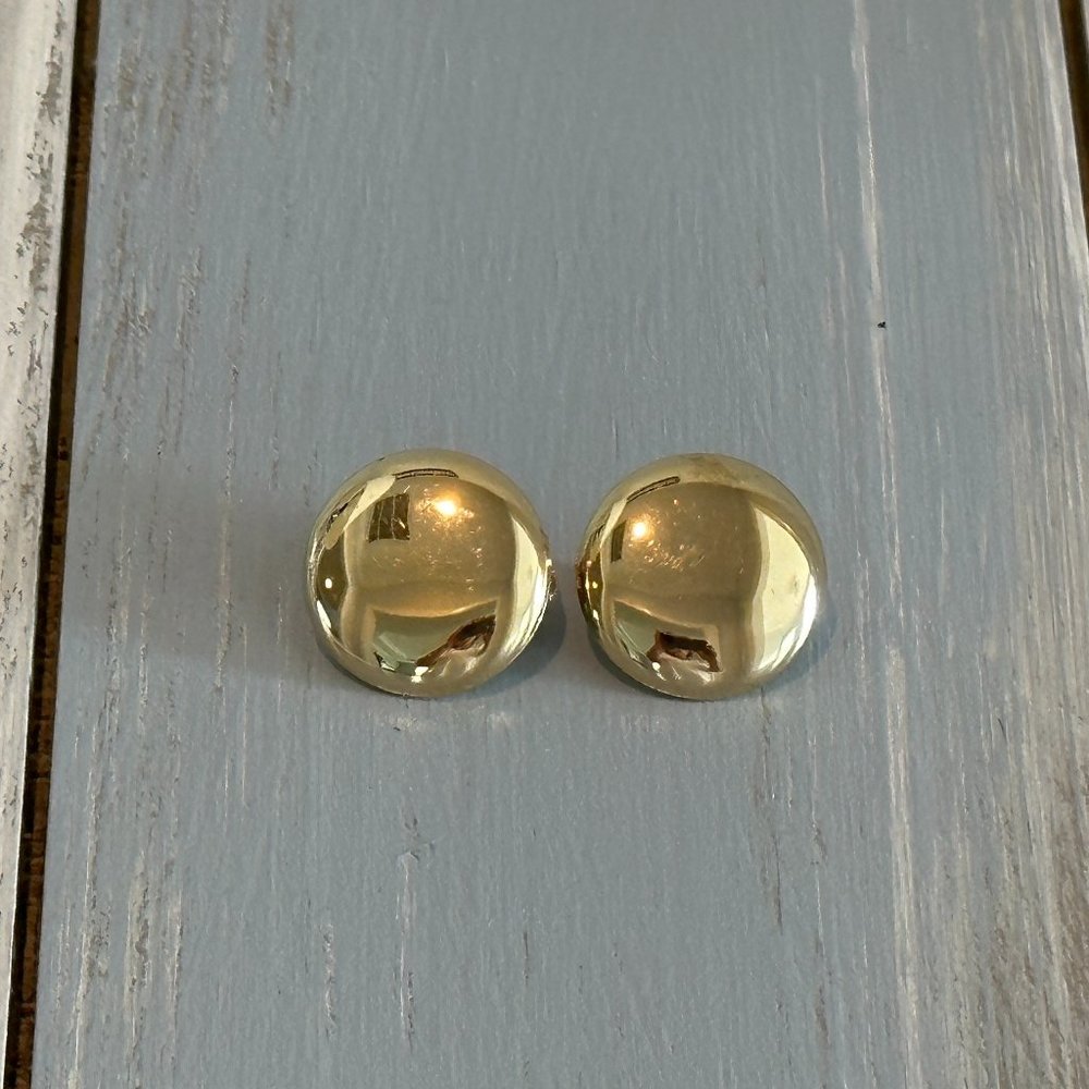 Fantastic Designer Signed Coro Gold Tone Vintage Button Style Clip On Earrings